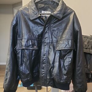 Ash Black Leather Bomber Jacket